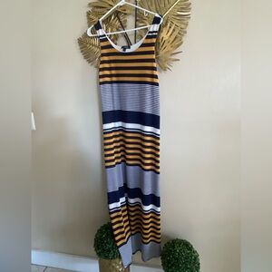J for Justify Striped Dress in Navy and Mustard